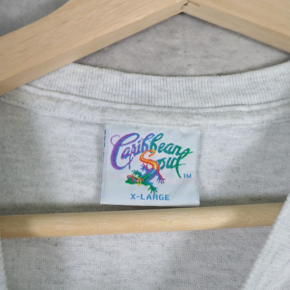 80s Caribbean Soul Cheeseburger in Paradise Boxy Grey Graphic Tank Mens XL - Picture 5 of 9